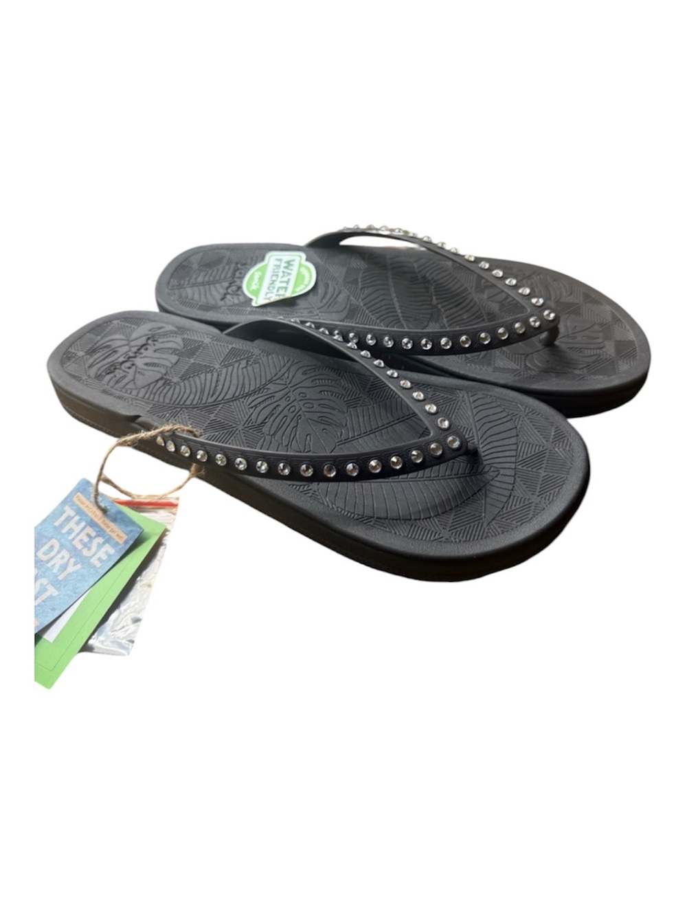 Sanuk Funshine Gem Black Flip Flops Size 9